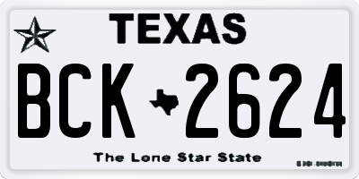 TX license plate BCK2624