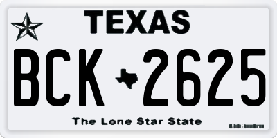 TX license plate BCK2625