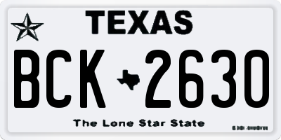 TX license plate BCK2630
