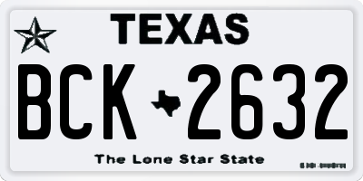 TX license plate BCK2632