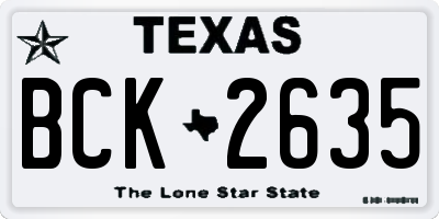 TX license plate BCK2635