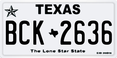 TX license plate BCK2636