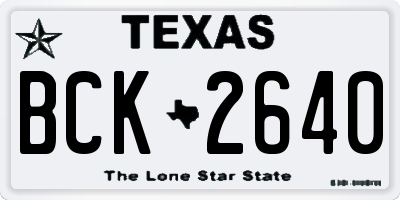 TX license plate BCK2640
