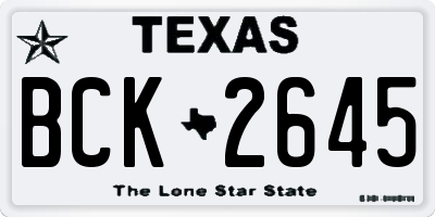 TX license plate BCK2645