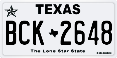 TX license plate BCK2648