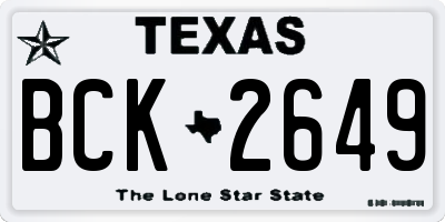 TX license plate BCK2649