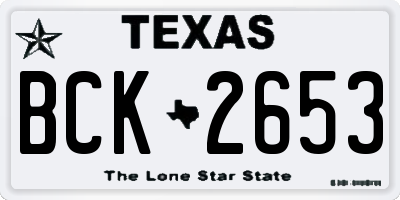 TX license plate BCK2653