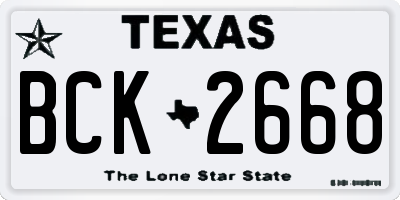 TX license plate BCK2668
