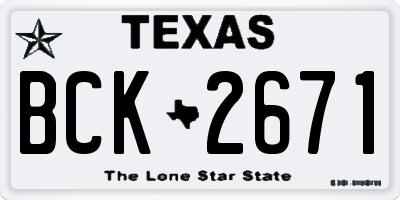 TX license plate BCK2671