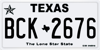 TX license plate BCK2676