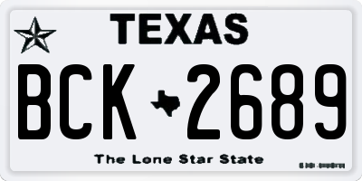 TX license plate BCK2689