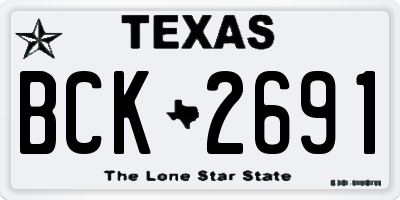 TX license plate BCK2691
