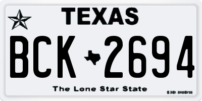 TX license plate BCK2694