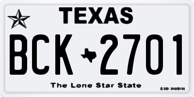 TX license plate BCK2701