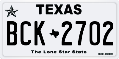 TX license plate BCK2702