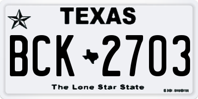 TX license plate BCK2703