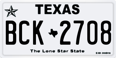TX license plate BCK2708