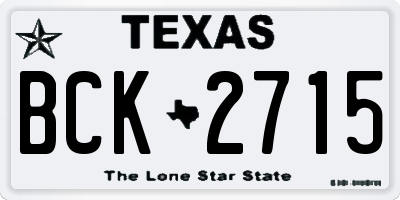 TX license plate BCK2715