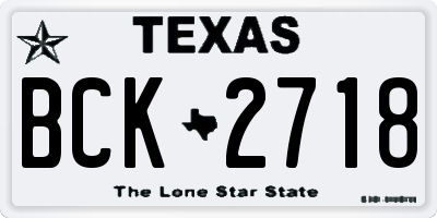 TX license plate BCK2718