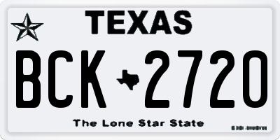 TX license plate BCK2720