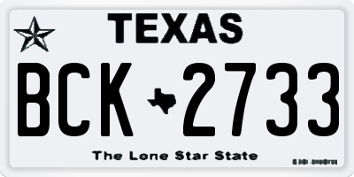 TX license plate BCK2733