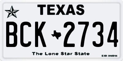 TX license plate BCK2734