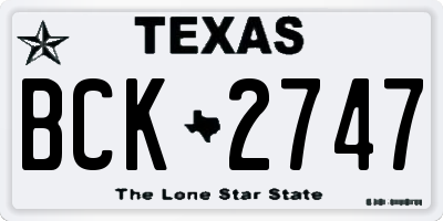 TX license plate BCK2747