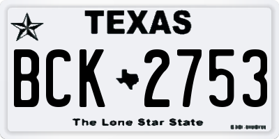 TX license plate BCK2753