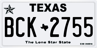 TX license plate BCK2755