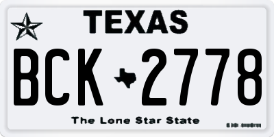 TX license plate BCK2778