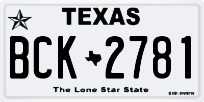 TX license plate BCK2781