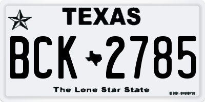 TX license plate BCK2785