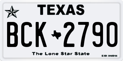 TX license plate BCK2790