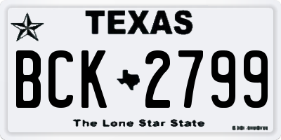 TX license plate BCK2799