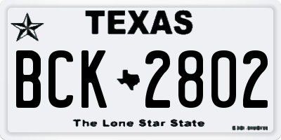 TX license plate BCK2802