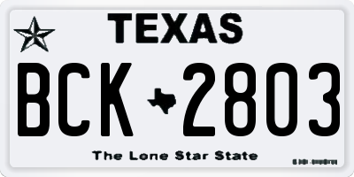 TX license plate BCK2803