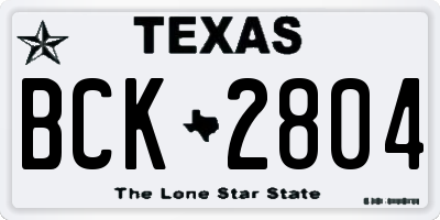 TX license plate BCK2804