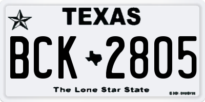 TX license plate BCK2805