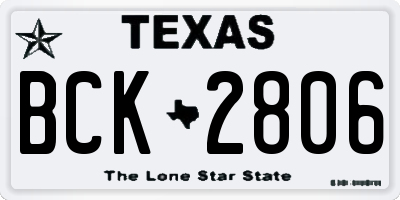 TX license plate BCK2806