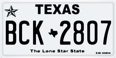 TX license plate BCK2807