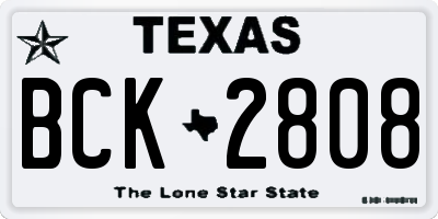 TX license plate BCK2808