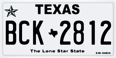 TX license plate BCK2812