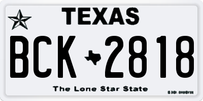 TX license plate BCK2818