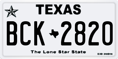 TX license plate BCK2820
