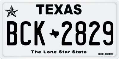 TX license plate BCK2829
