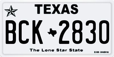 TX license plate BCK2830