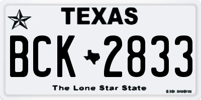 TX license plate BCK2833