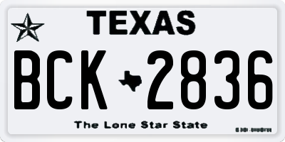 TX license plate BCK2836