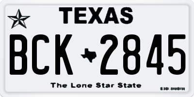 TX license plate BCK2845