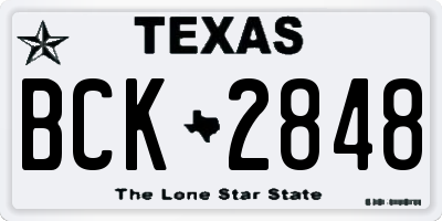 TX license plate BCK2848